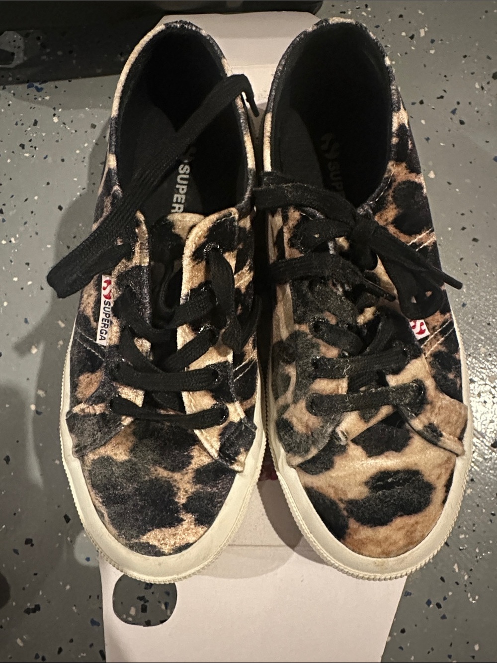 Superga Womens Leopard Print Canvas Sneakers - Black & Brown